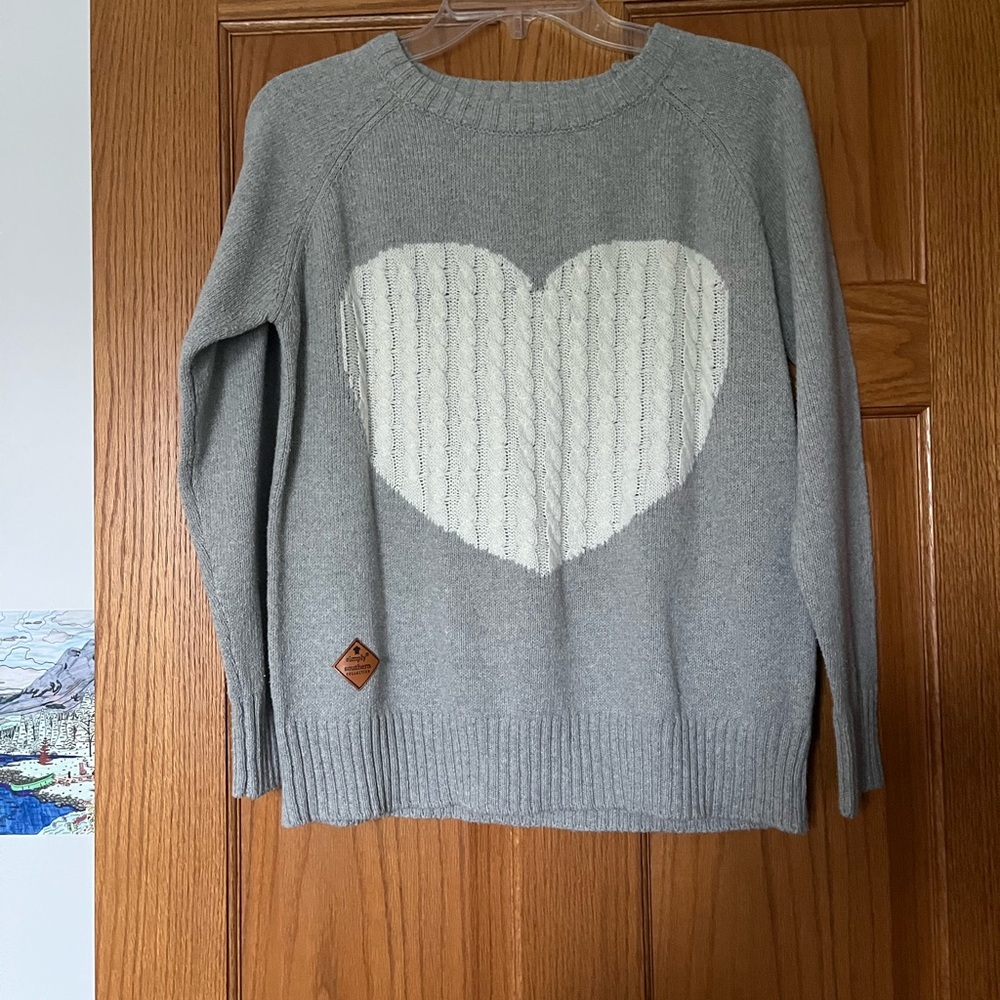 Simply Southern Gray Sweater with Cream Heart